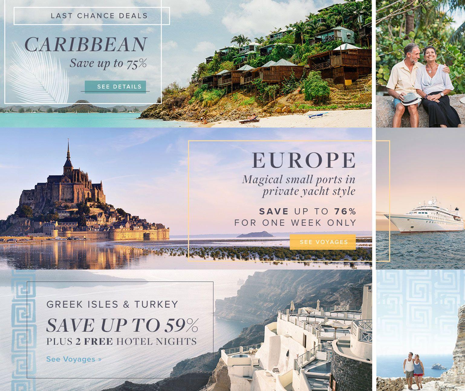International travel photography as banner ads for Windstar Cruises
