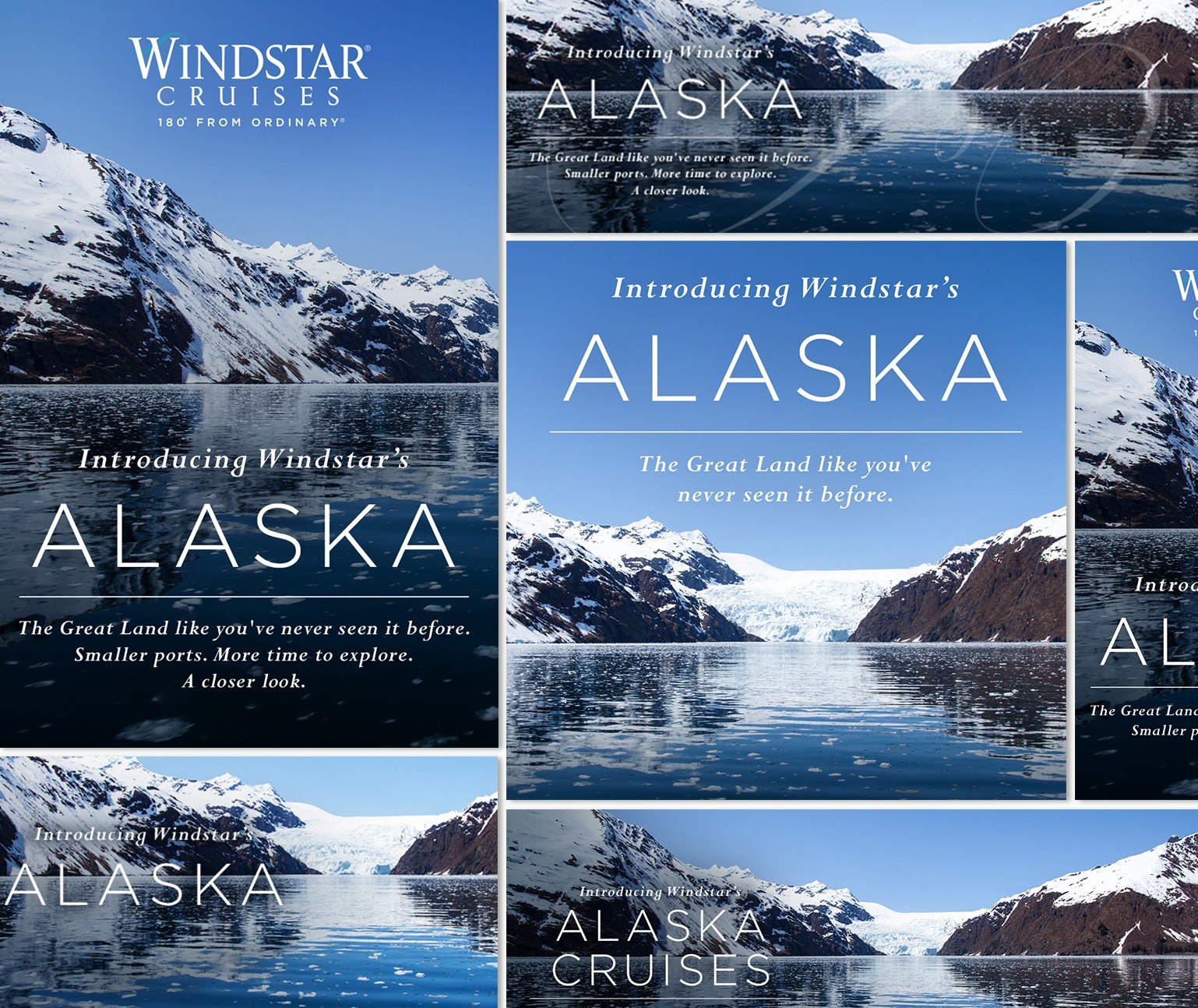 Images of Alaskan glaciers in a grid